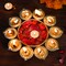 Urli Bowl Brass Finished Diya Shape Flower Decorative Urli Bowl for Floating Flowers Tea Light Candles Home Office Table Decor Diwali Decoration Indian Showpiece Items (10 Diyas)